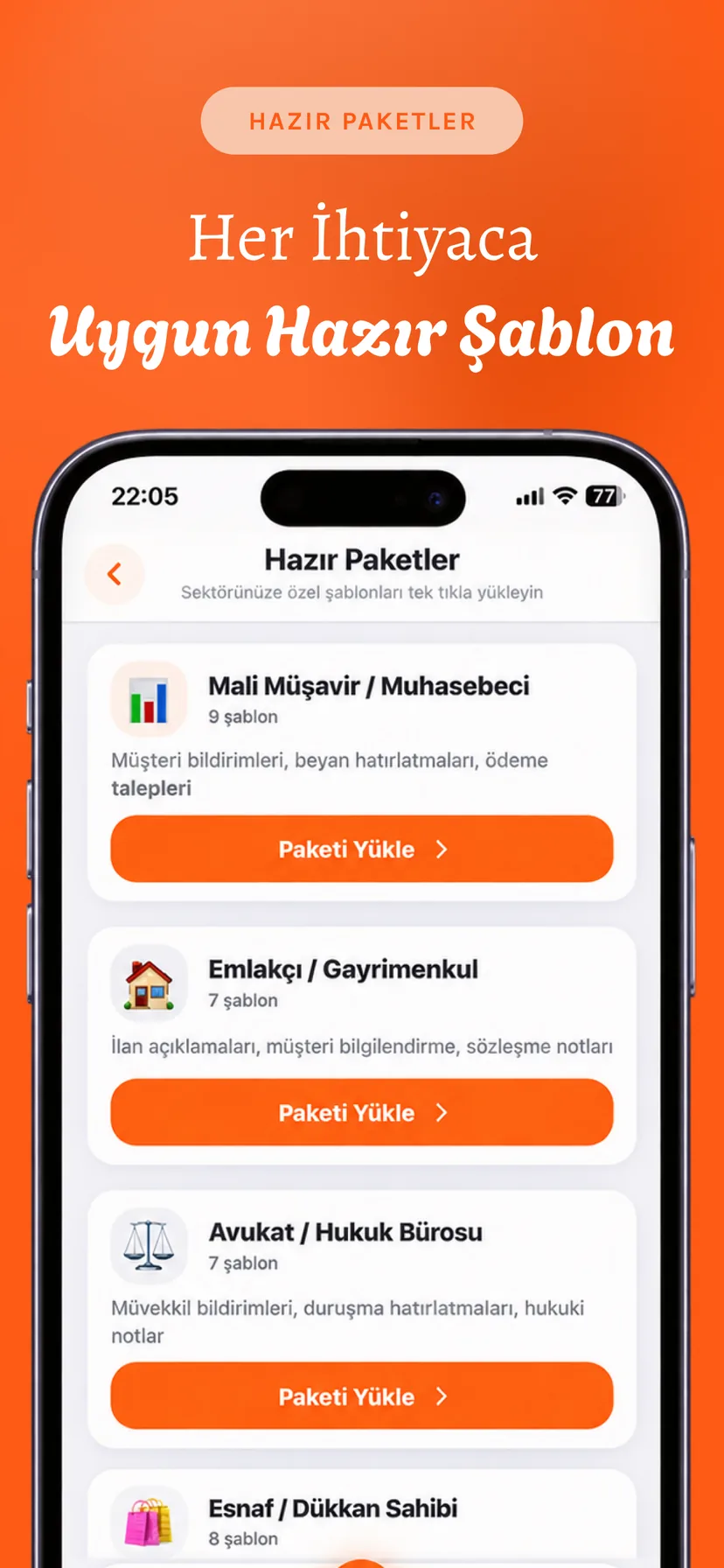 Sektörel şablonlar